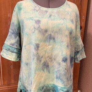 Soft Surroundings Green Tie-dyed Tunic